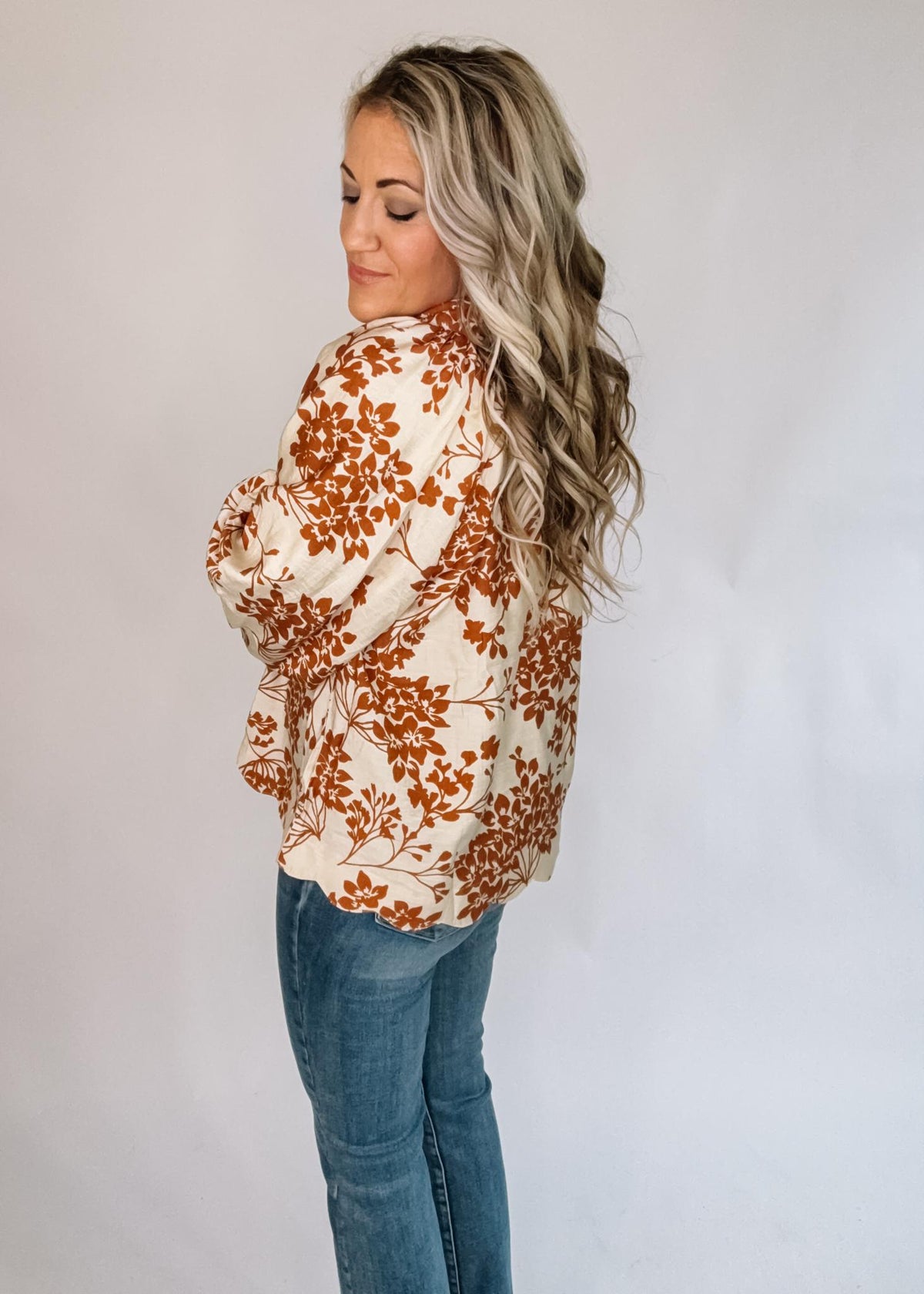 Cream and Caramel Floral Top