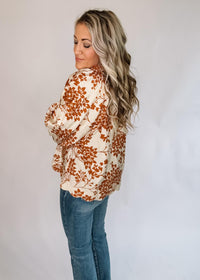 Cream and Caramel Floral Top