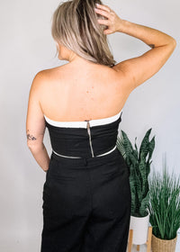 Contrasting Strapless Top and Trouser Set