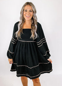 Black Babydoll Dress with Taupe Lining