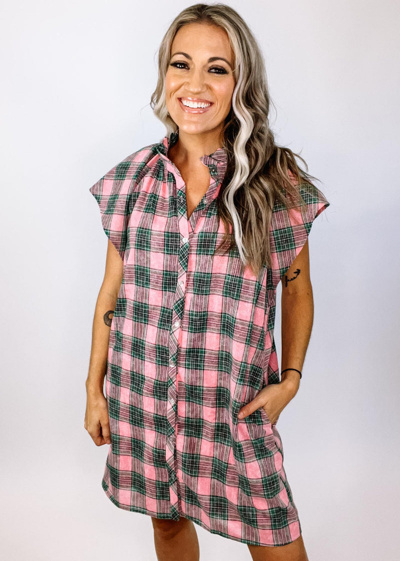 pink plaid shirt dress The Cutest Dress Youve Ever Seen in Vitameeta Pink, Size XL