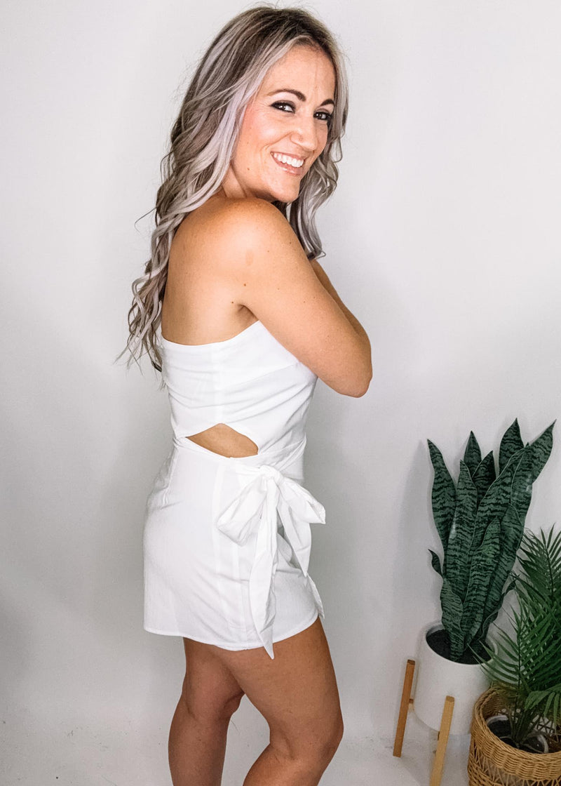 White Wrap Skirt Romper