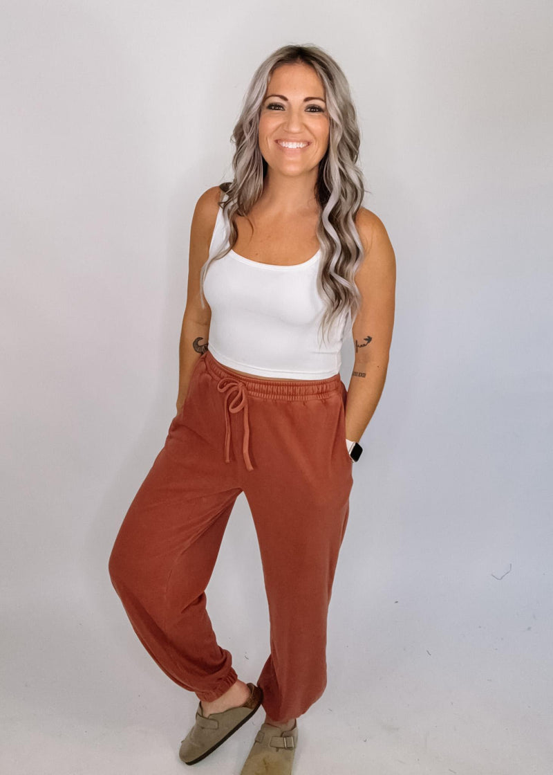 Washed Drawstring Waist Joggers