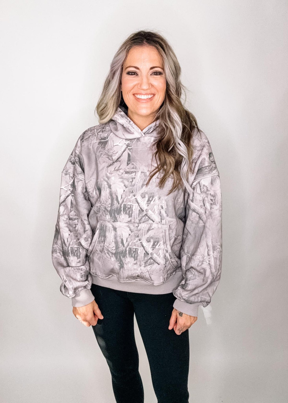 Grey Camo Printed Hoodie