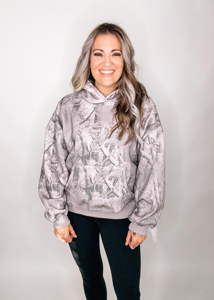 Grey Camo Printed Hoodie