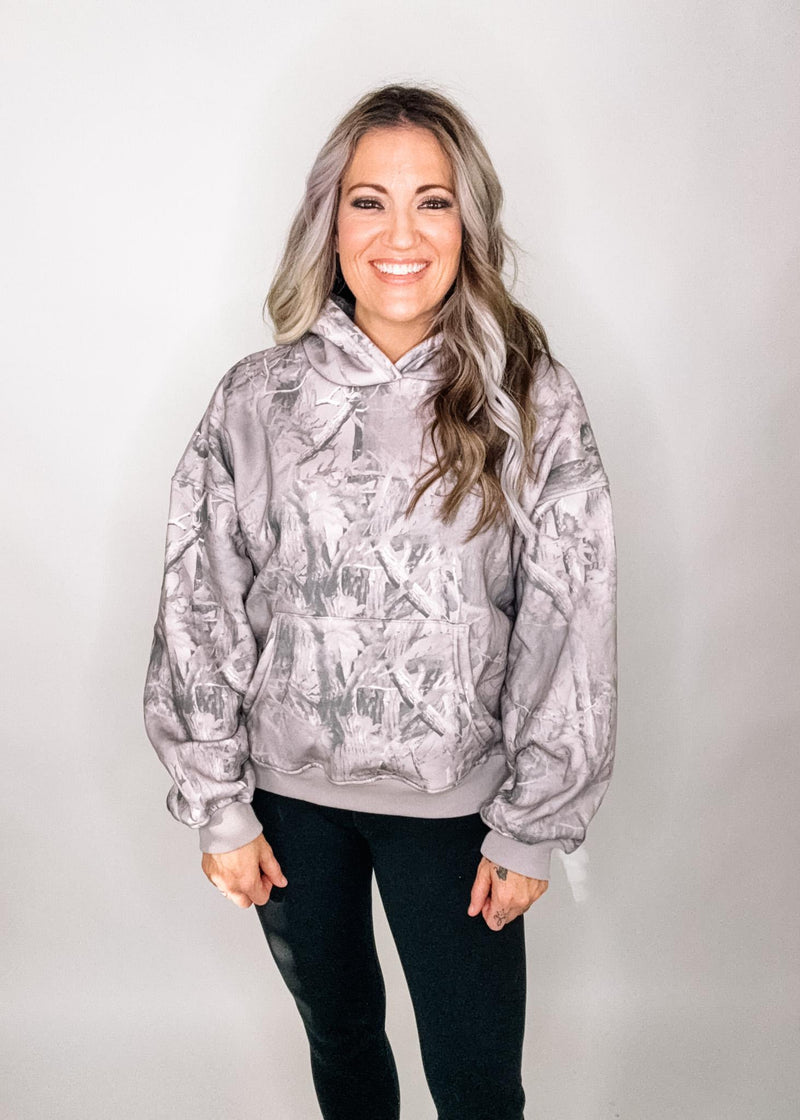Grey Camo Printed Hoodie