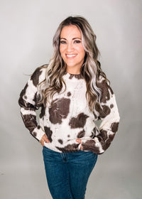 Animal Print Cable Knit Sweater