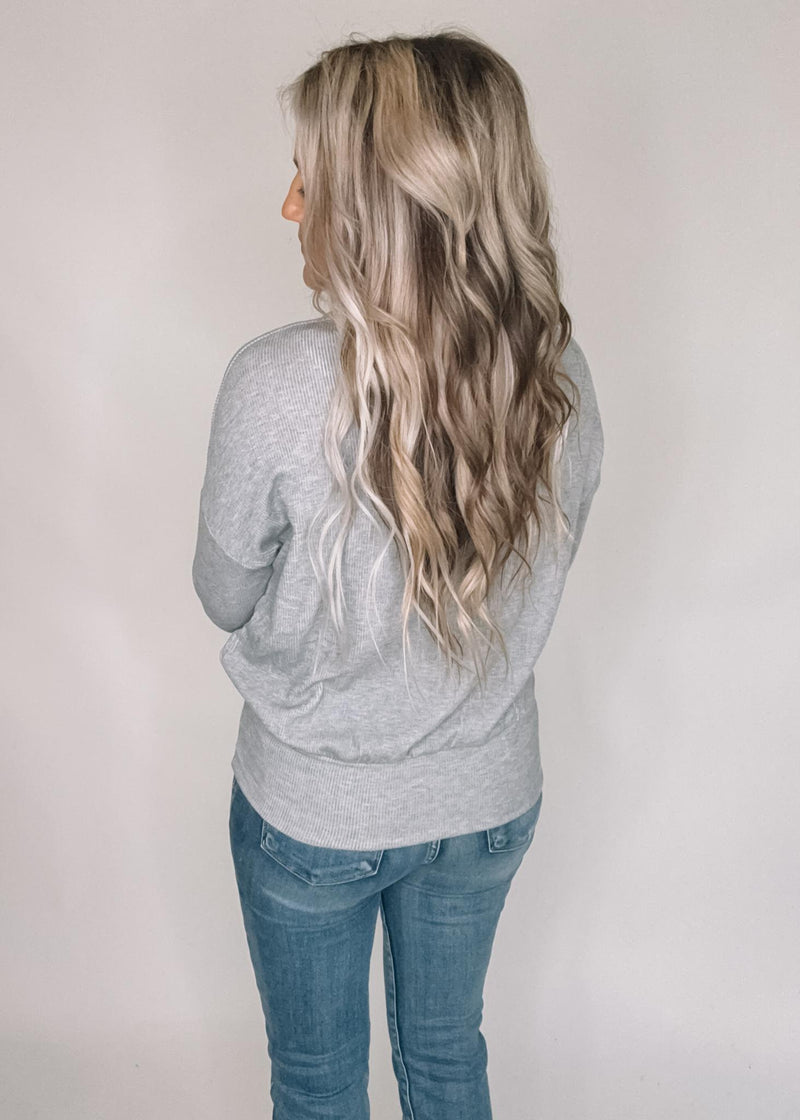 Heather Grey Surplice Shawl Top