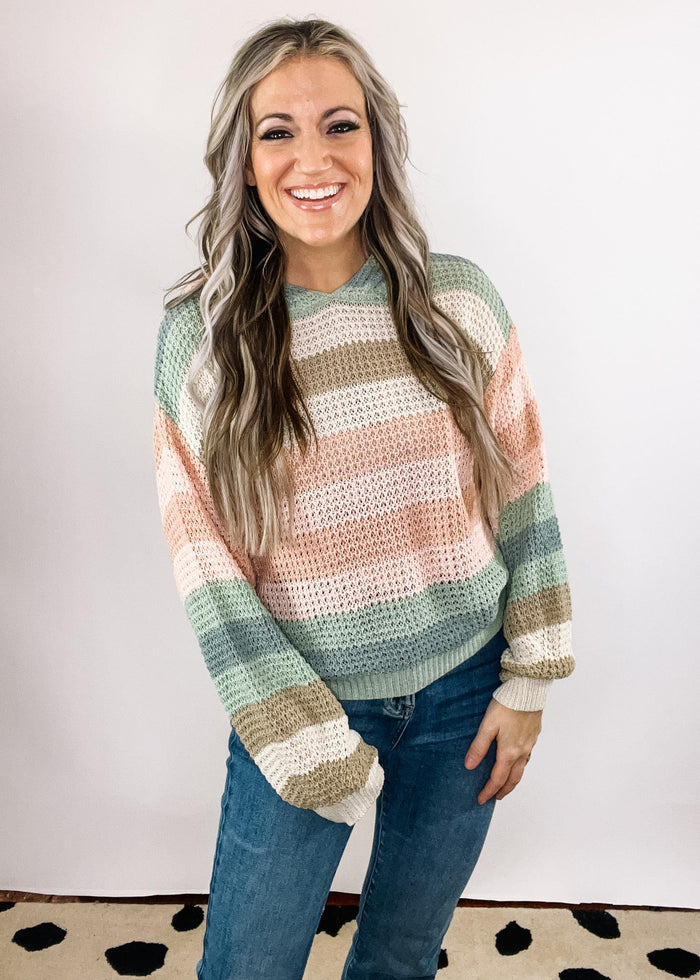 Neutral Tone Light Weight Striped Sweater