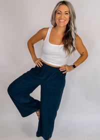 Navy Blue Corduroy Wide Leg Pant