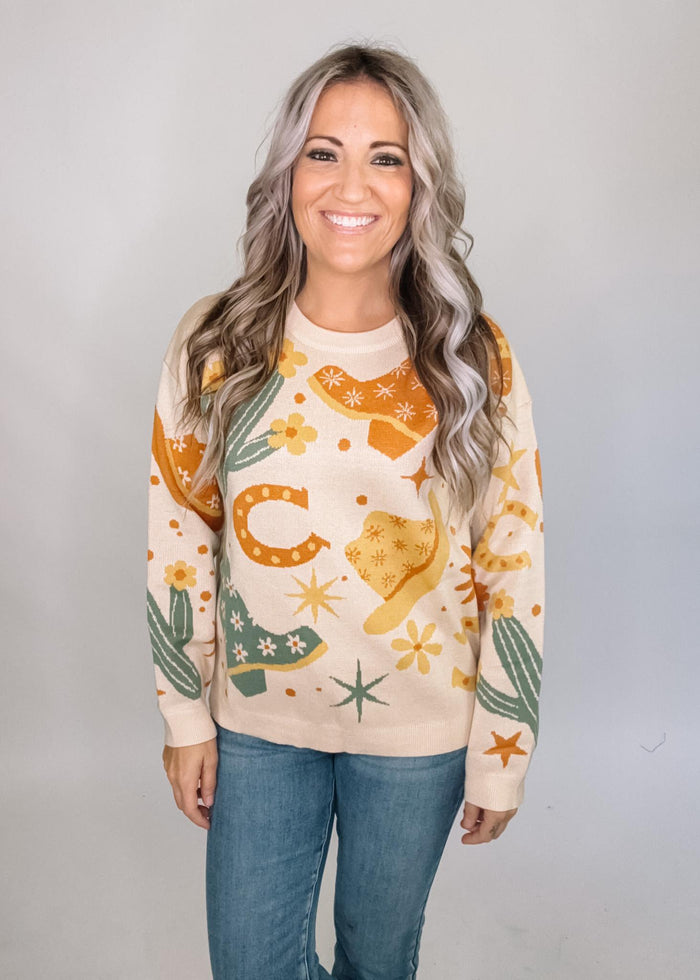Cowgirl Printed Sweater