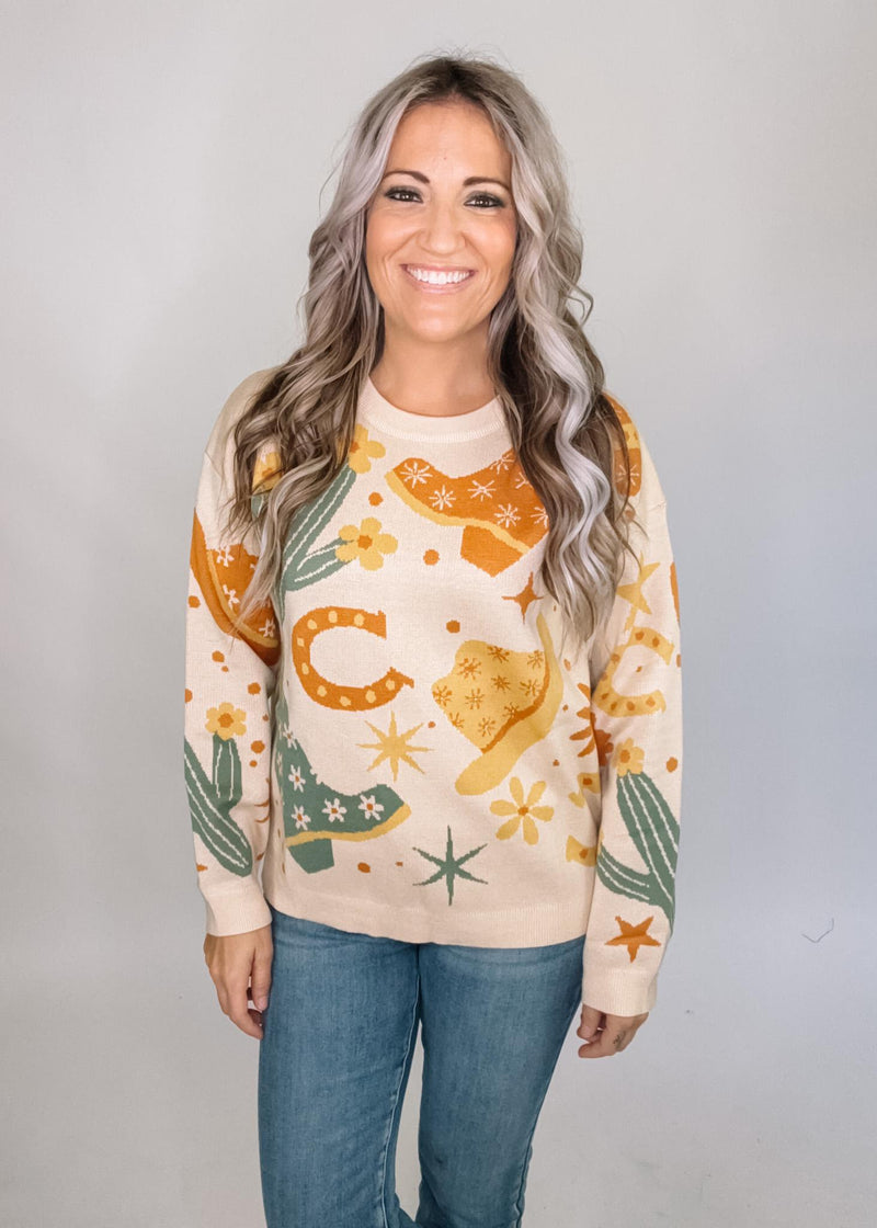 Cowgirl Printed Sweater