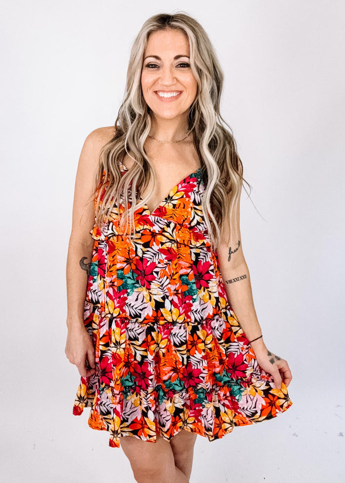 Colorful Floral Cami Mini Dress