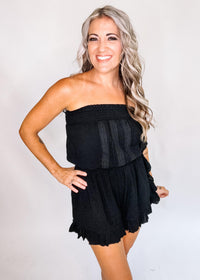 Lace Detail Ruffle Trim Romper