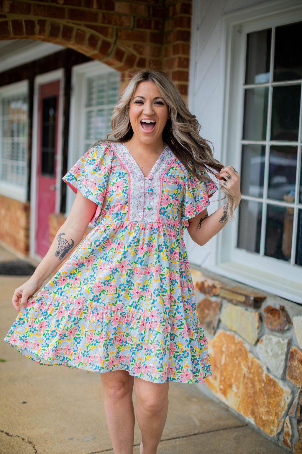 Spring Floral Mix Print Dress