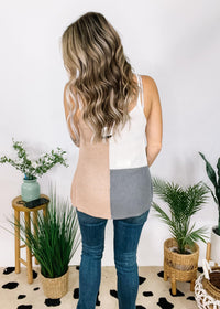 Taupe Color Block Knit Cami