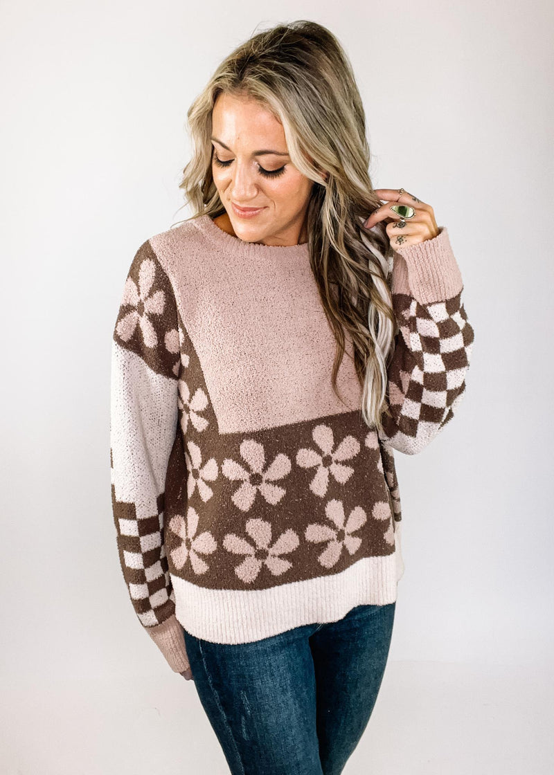 Mixed Print Cozy Sweater