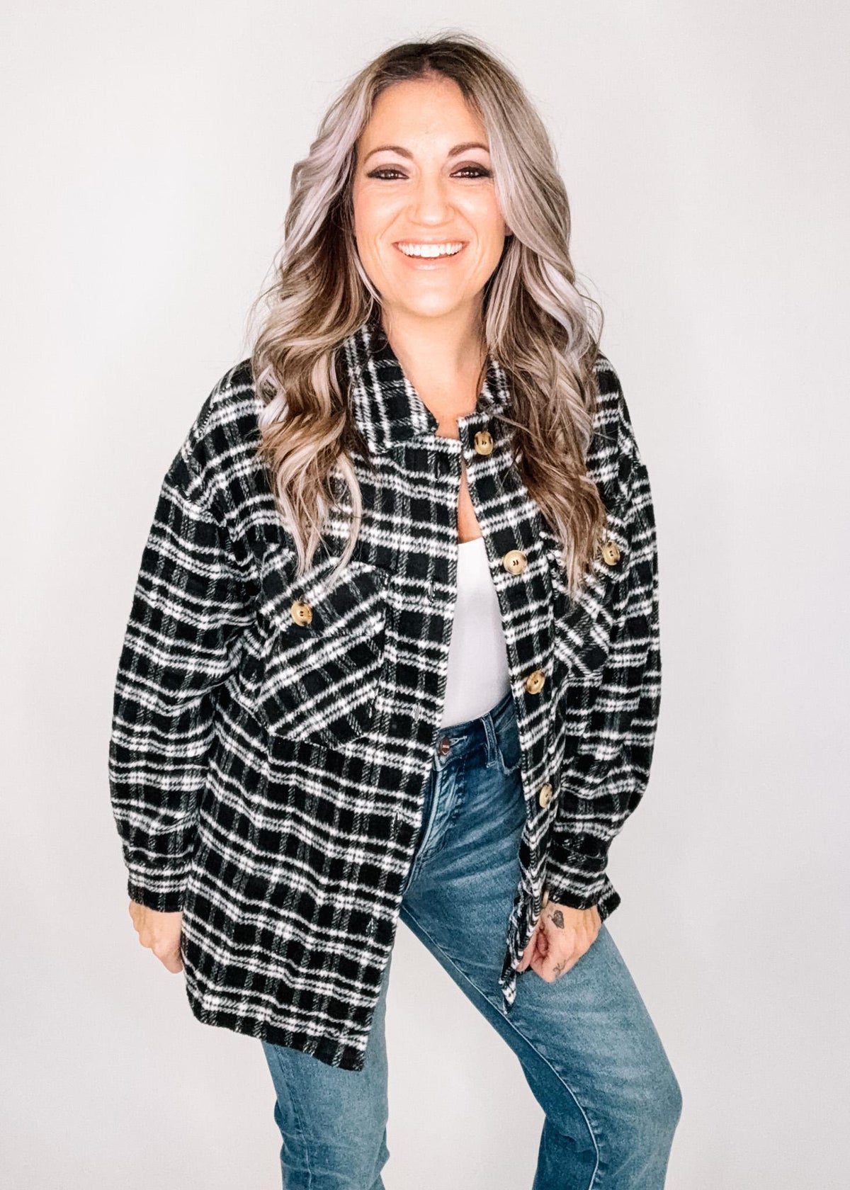 Plaid Soft Button Down Shacket