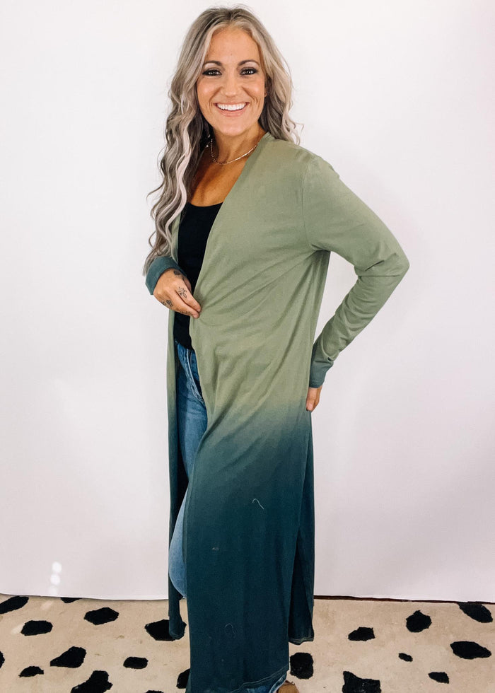 Lightweight Ombre Duster with Side Slits