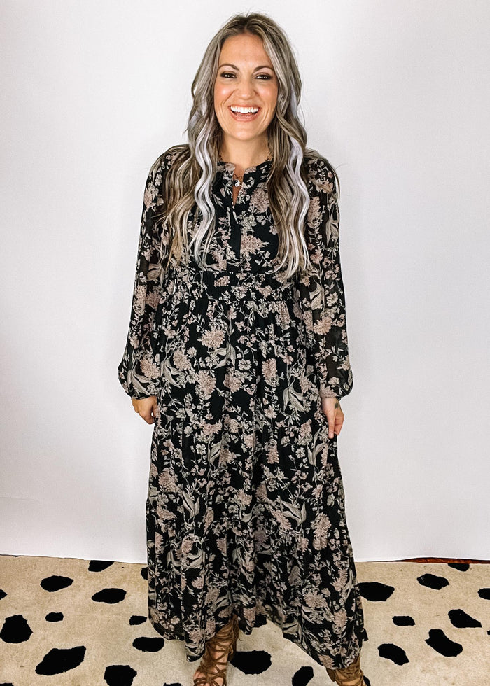 Black Floral Boho Dress