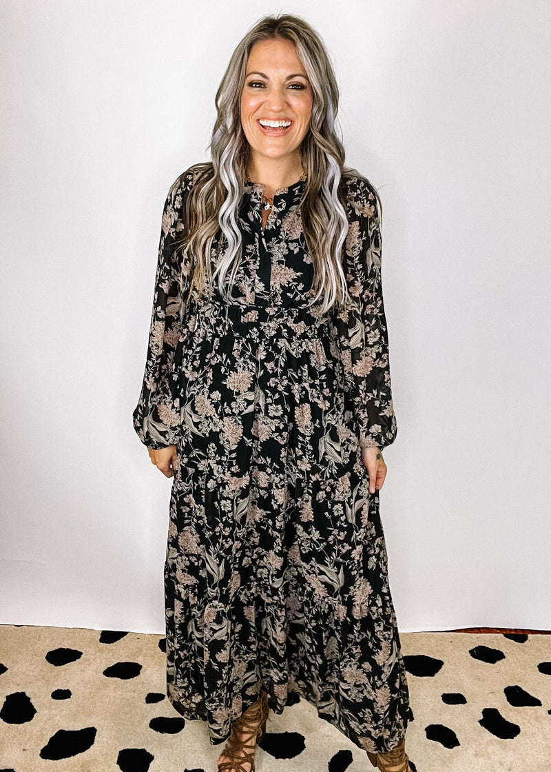 Black Floral Boho Dress