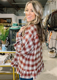 Mahogany Collared Button Down Peplum