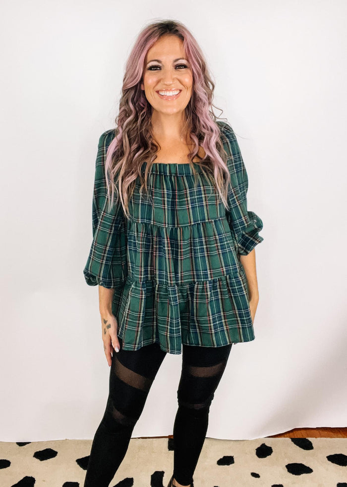 Green Holiday Plaid Tunic