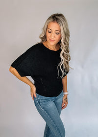 Textured Half Dolman Knit Top