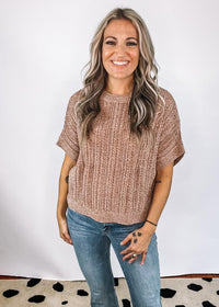 Mocha Chenille Short Sleeve Sweater