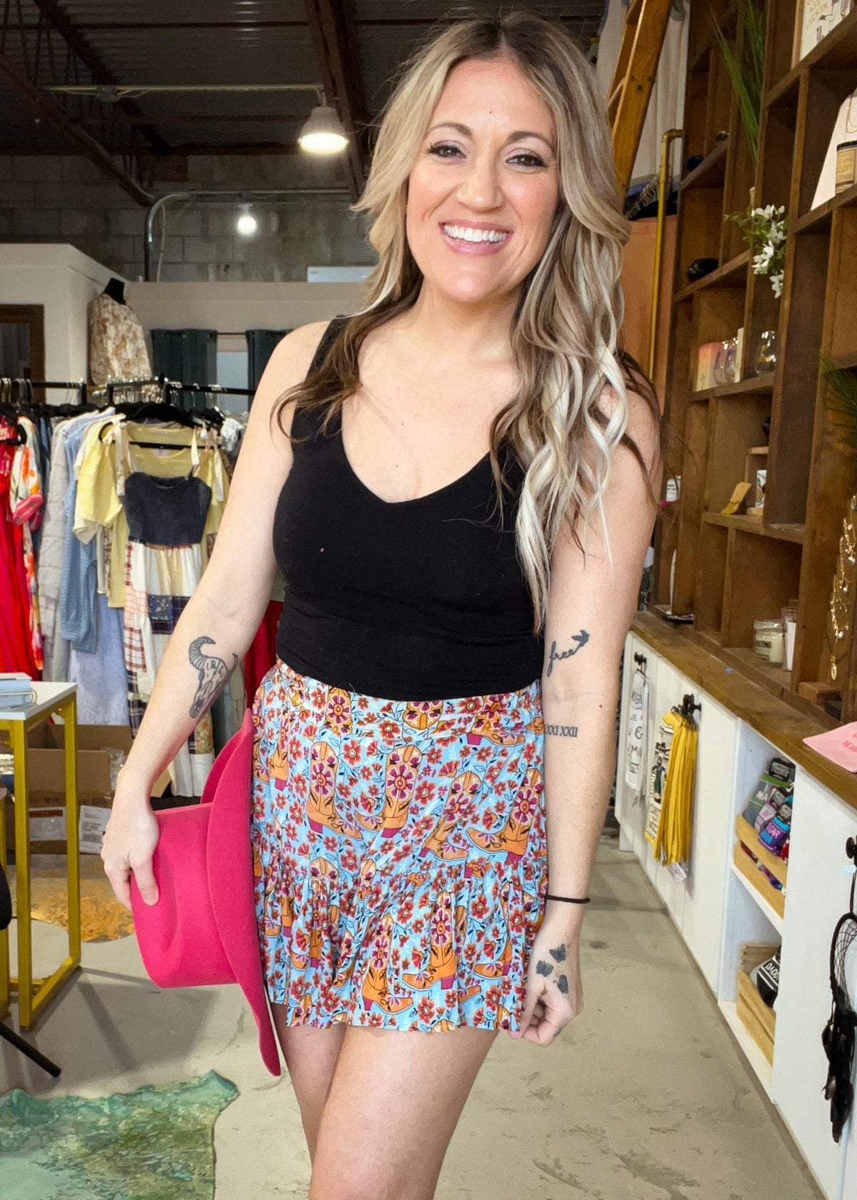 Cowgirl Boot Printed Skort