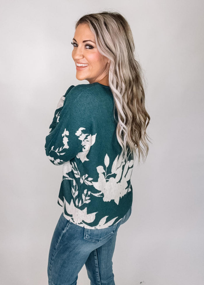 Teal Floral Dolman
