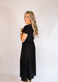 Contrast Lace Ribbon Trim Corset Midi Dress