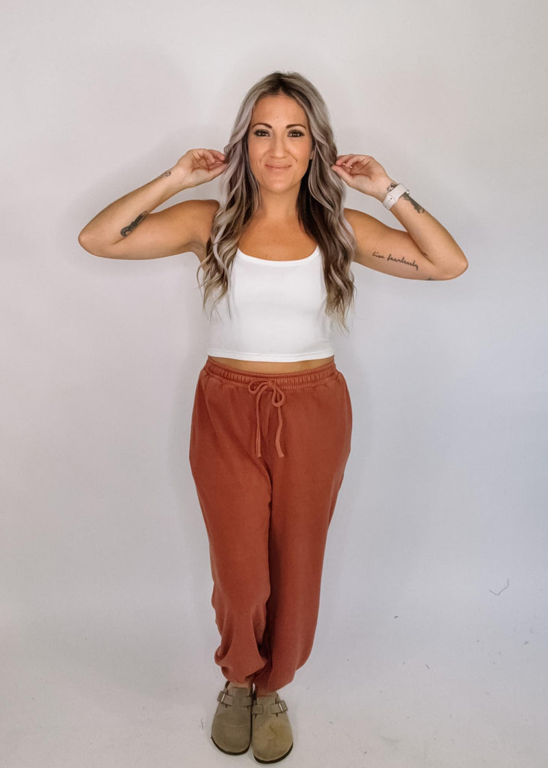 Washed Drawstring Waist Joggers