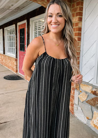 Black Stripe Wide Leg Jumpsuit