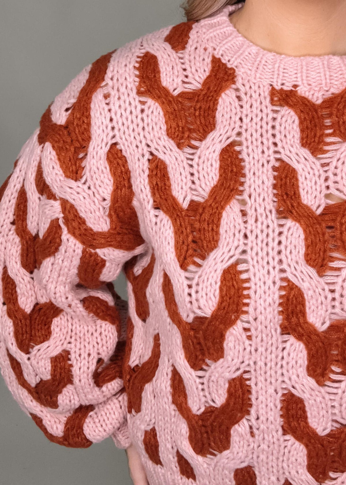 BLACK FRIDAY- Pink and Rust Knit Sweater