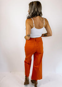 Wide Leg Cropped Pant with Front Pockets