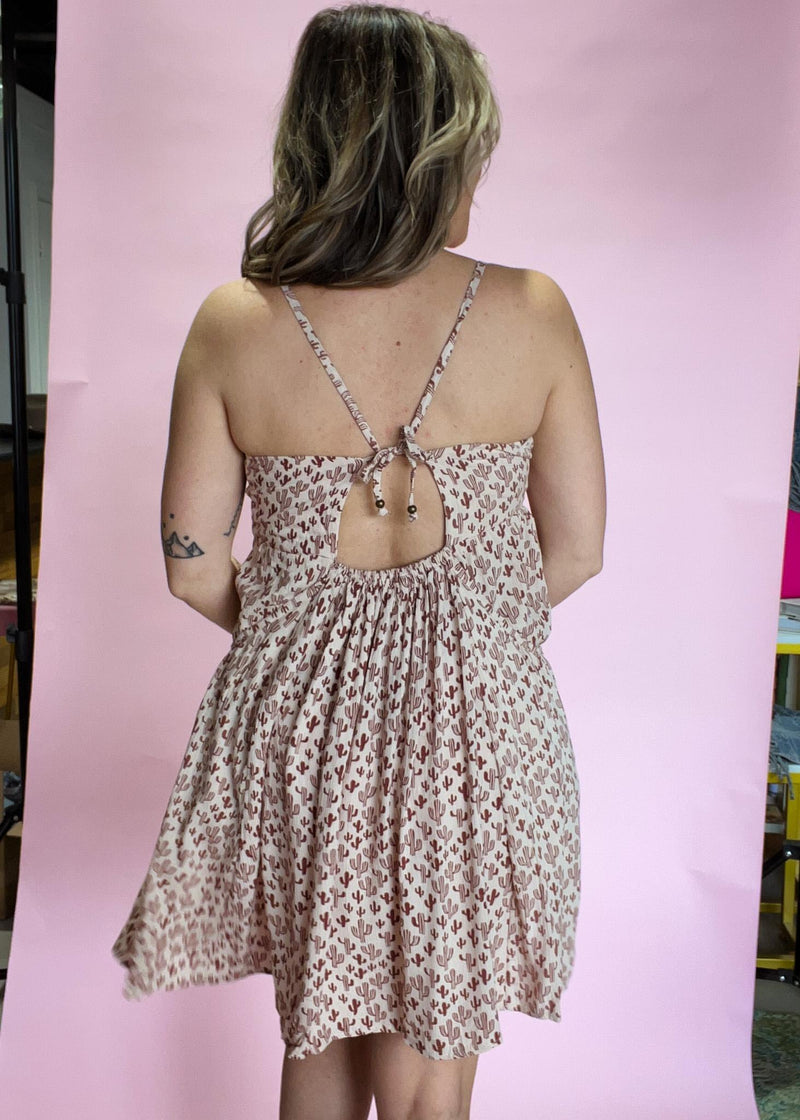 brandy melville white jada dress Cactus Printed Dress with Buttons Small