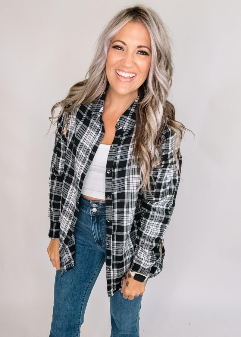 Dual Plaid Button Up Top