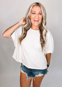 Textured Elastic Cuff Blouse