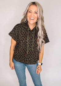 Olive Animal Print Hoodie