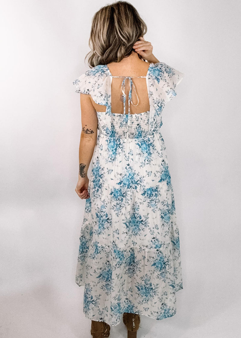 Floral Midi Dress with Tie Back Detail