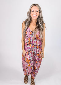 Boho Printed Sleeveless Jumpsuit