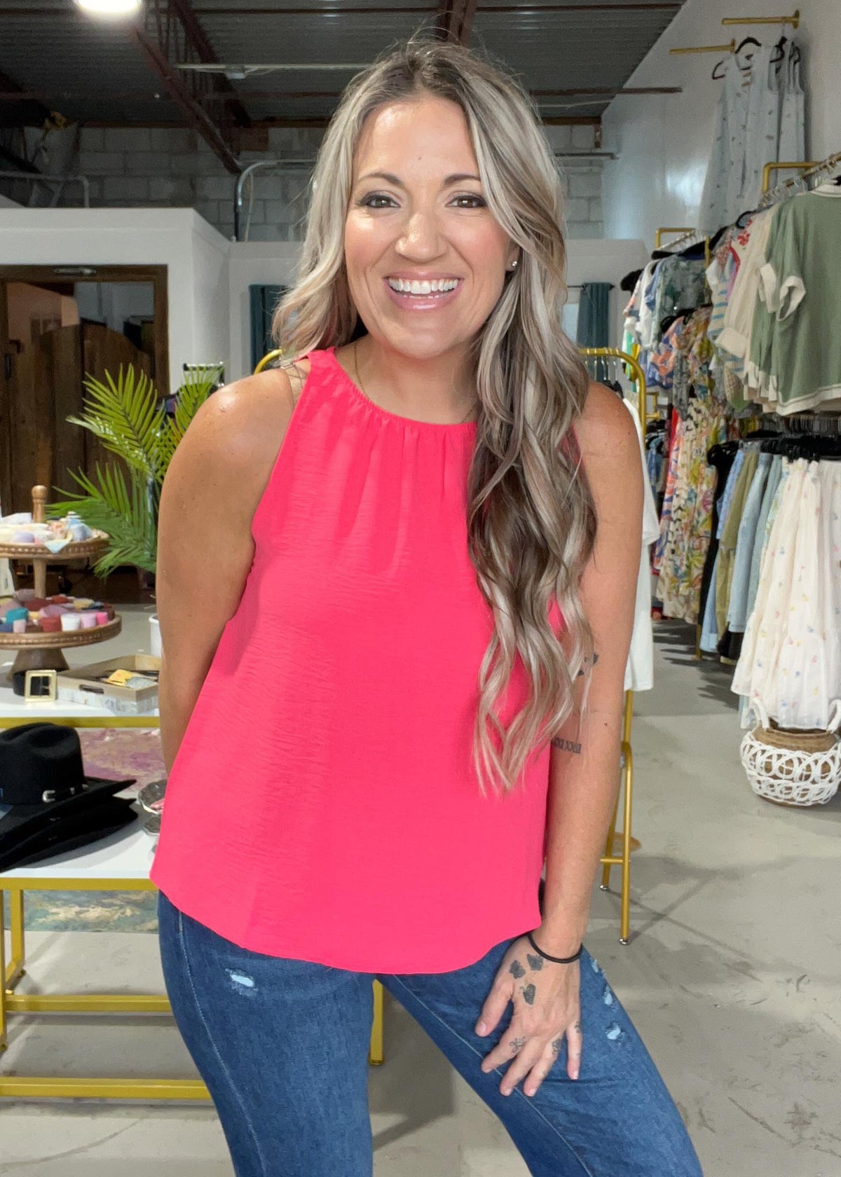 Brooklyn Elastic Neck Tank Top