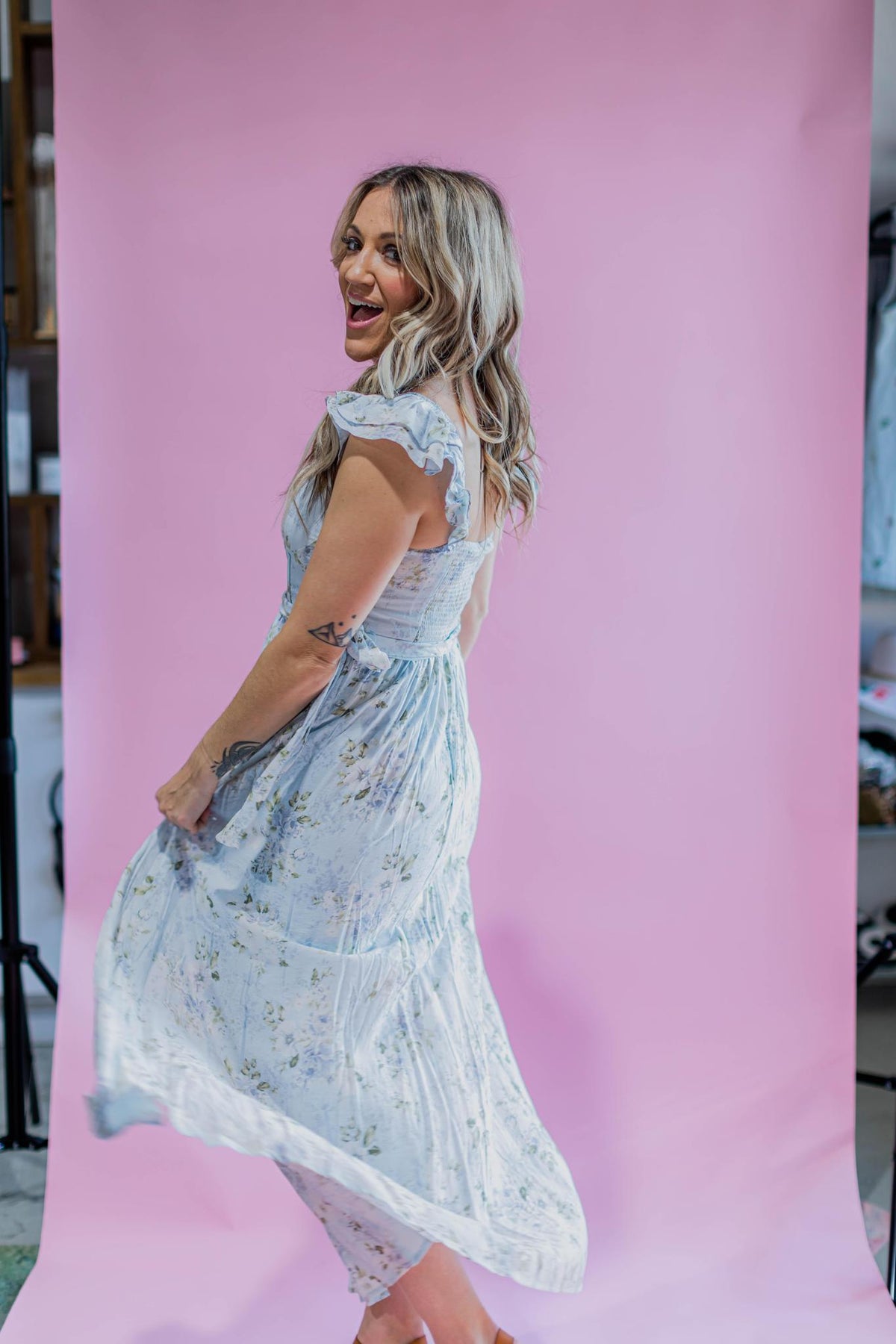 Pastel Floral Corset Style Maxi Dress