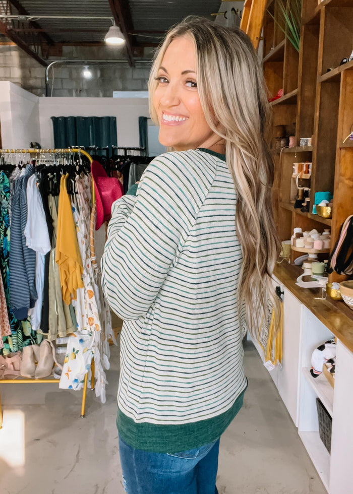 Hunter Green Stripe Top