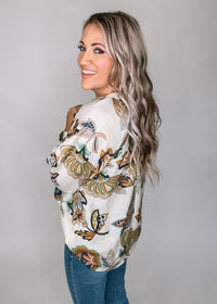 Cream Damask Printed Top