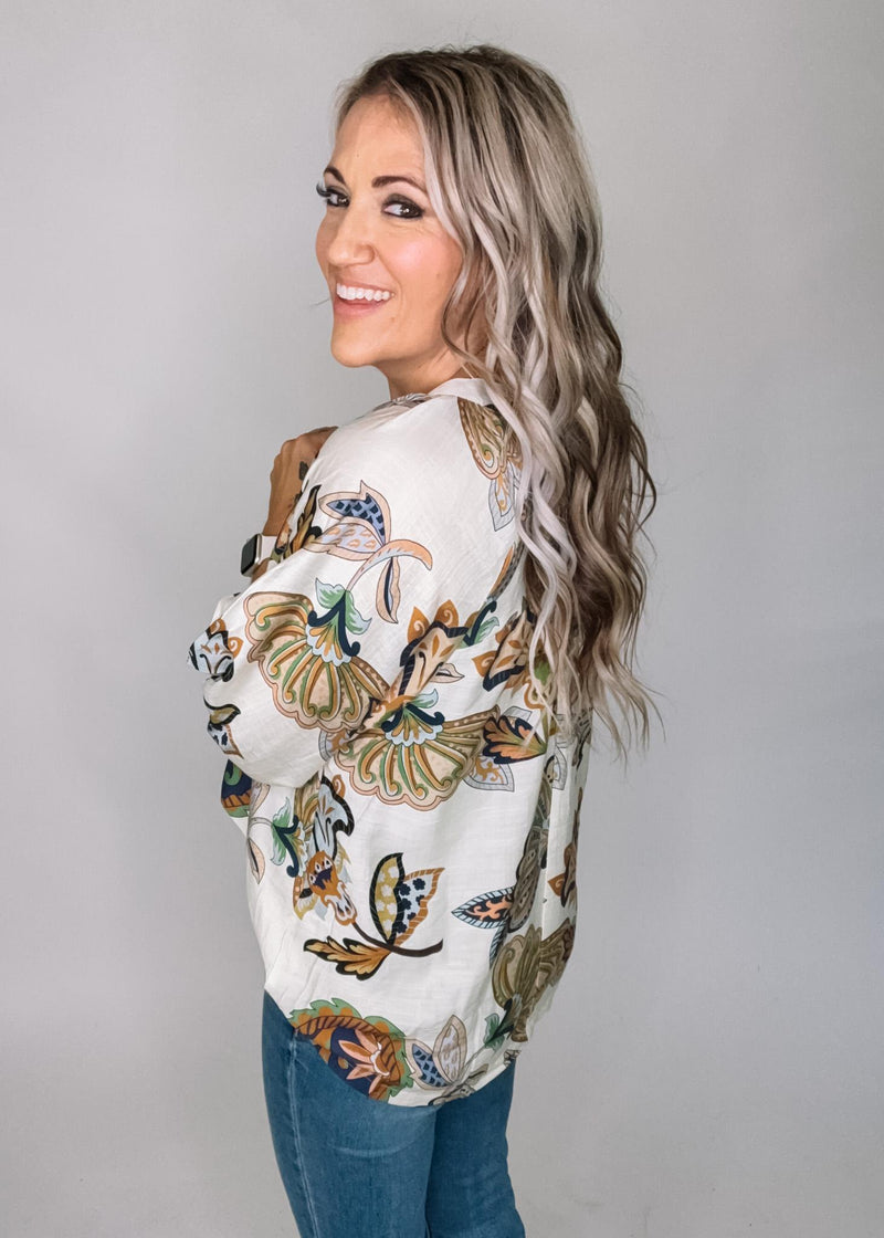 Cream Damask Printed Top