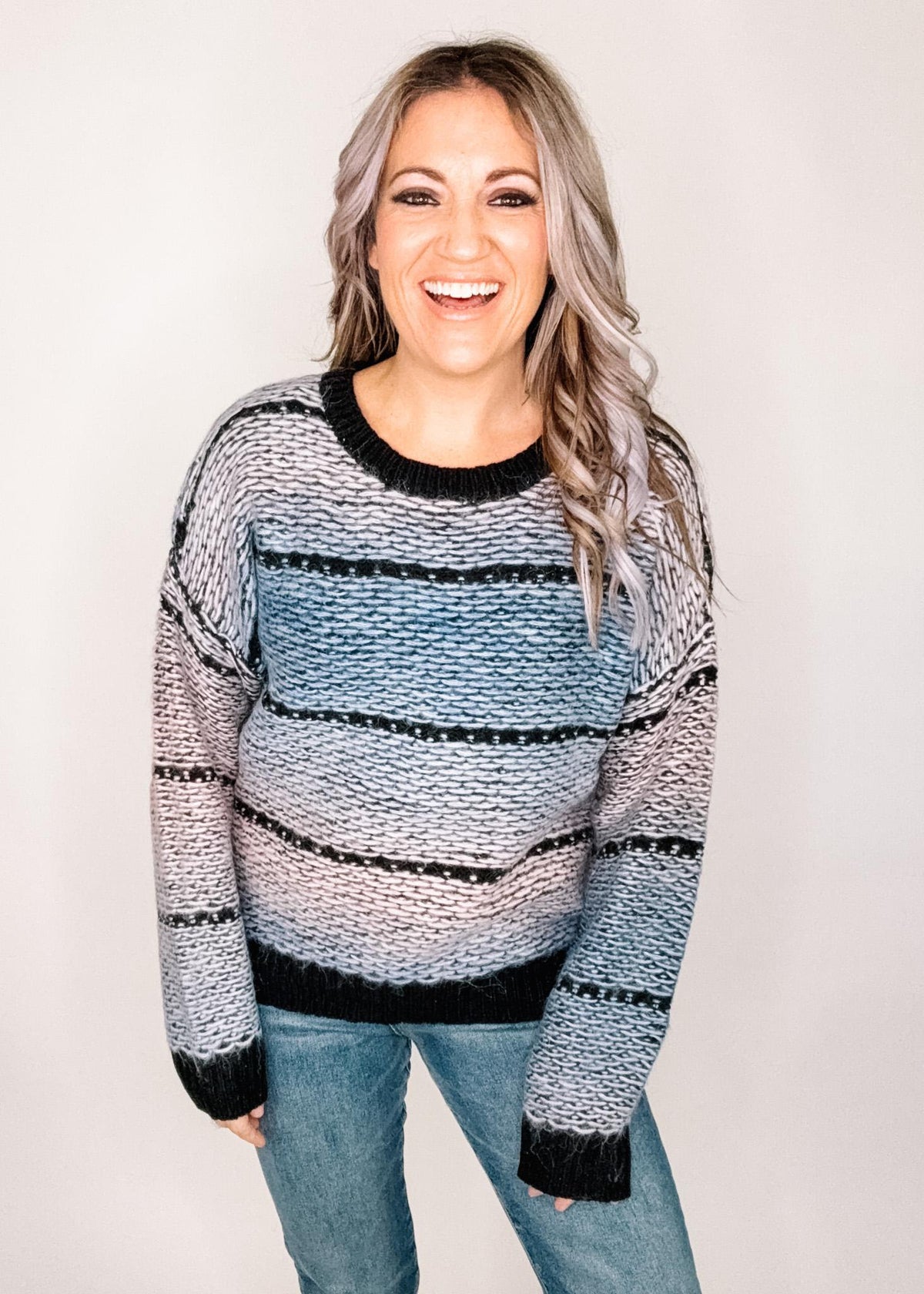 Mauve and Navy Knit Top