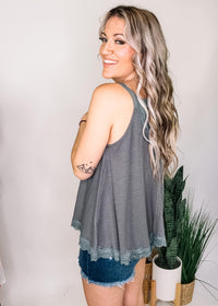 Lace Trim Flowy Tank Top