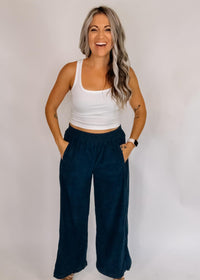 Navy Blue Corduroy Wide Leg Pant